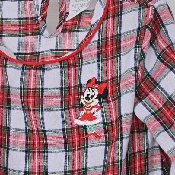 Disney Parks Girls Minnie Mouse Holiday Plaid Nightgown Pajamas Size 5/6 - Picture 9 of 9